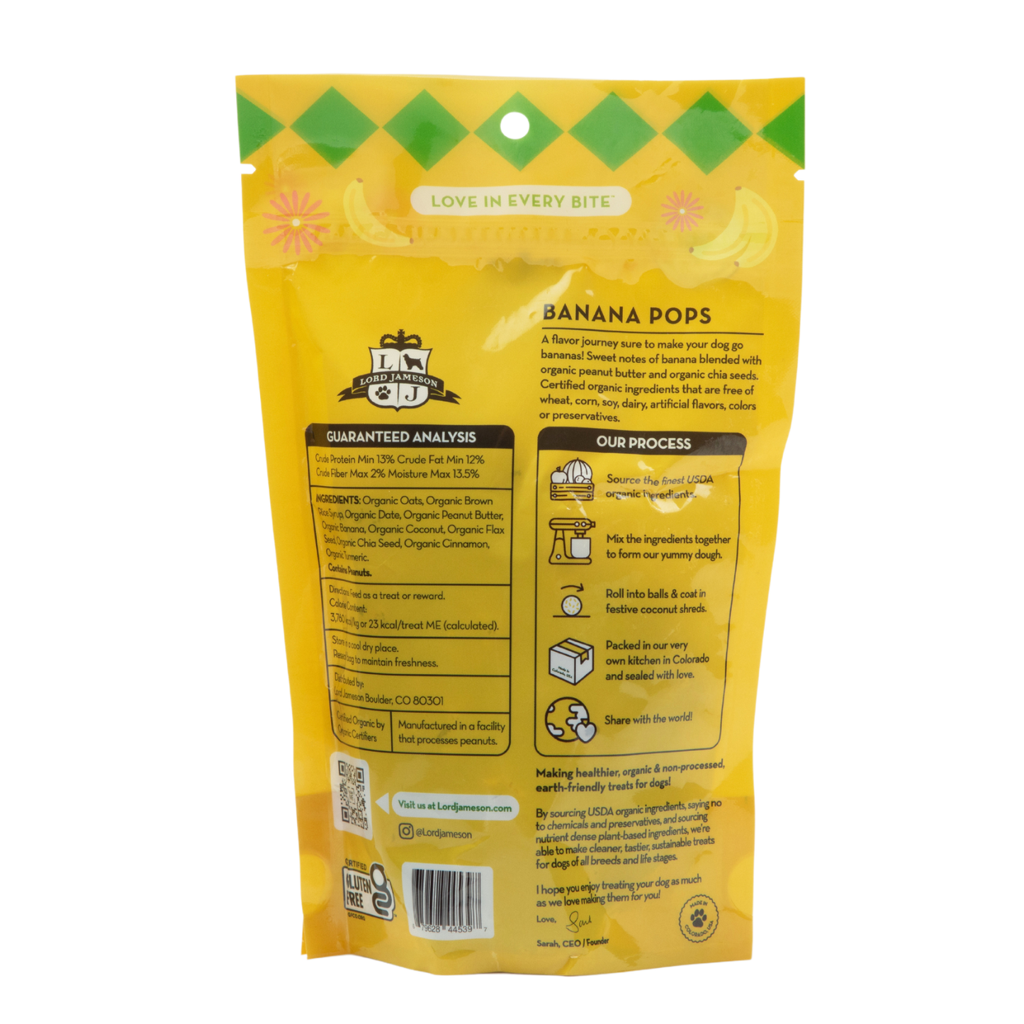 Banana Pops Organic Dog Treats | Banana + Coconut
