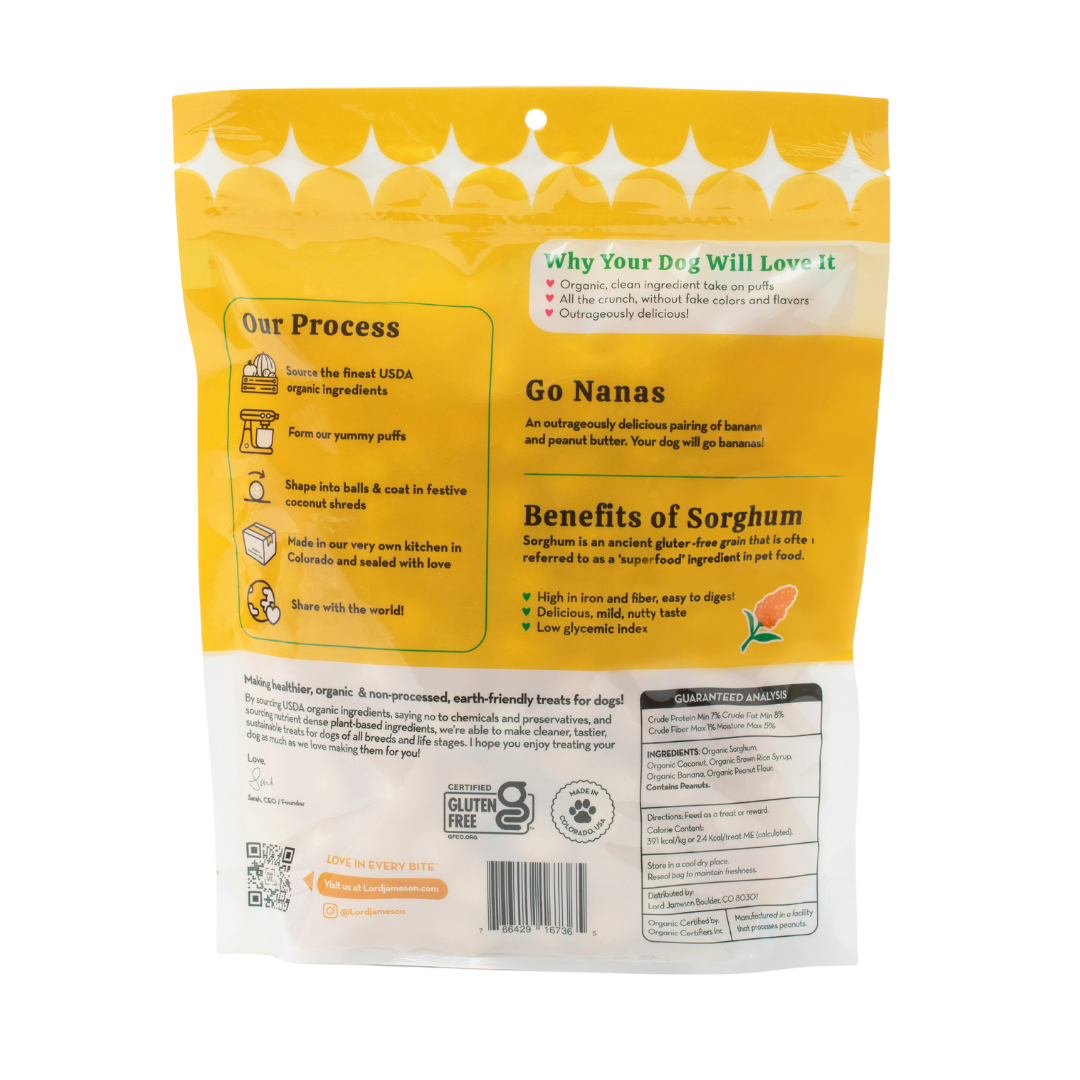 WHOLESALE Go Nanas Organic Dog Treats - Lord Jameson Organic Dog Treats