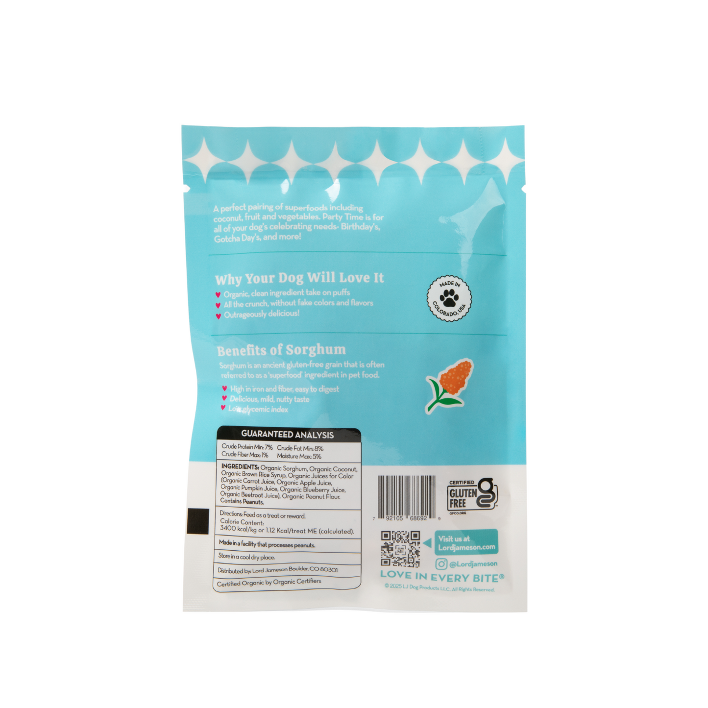 WHOLESALE Party Time Grab-N-Go Snack Pack 12 Ct + Display - Lord Jameson Organic Dog Treats