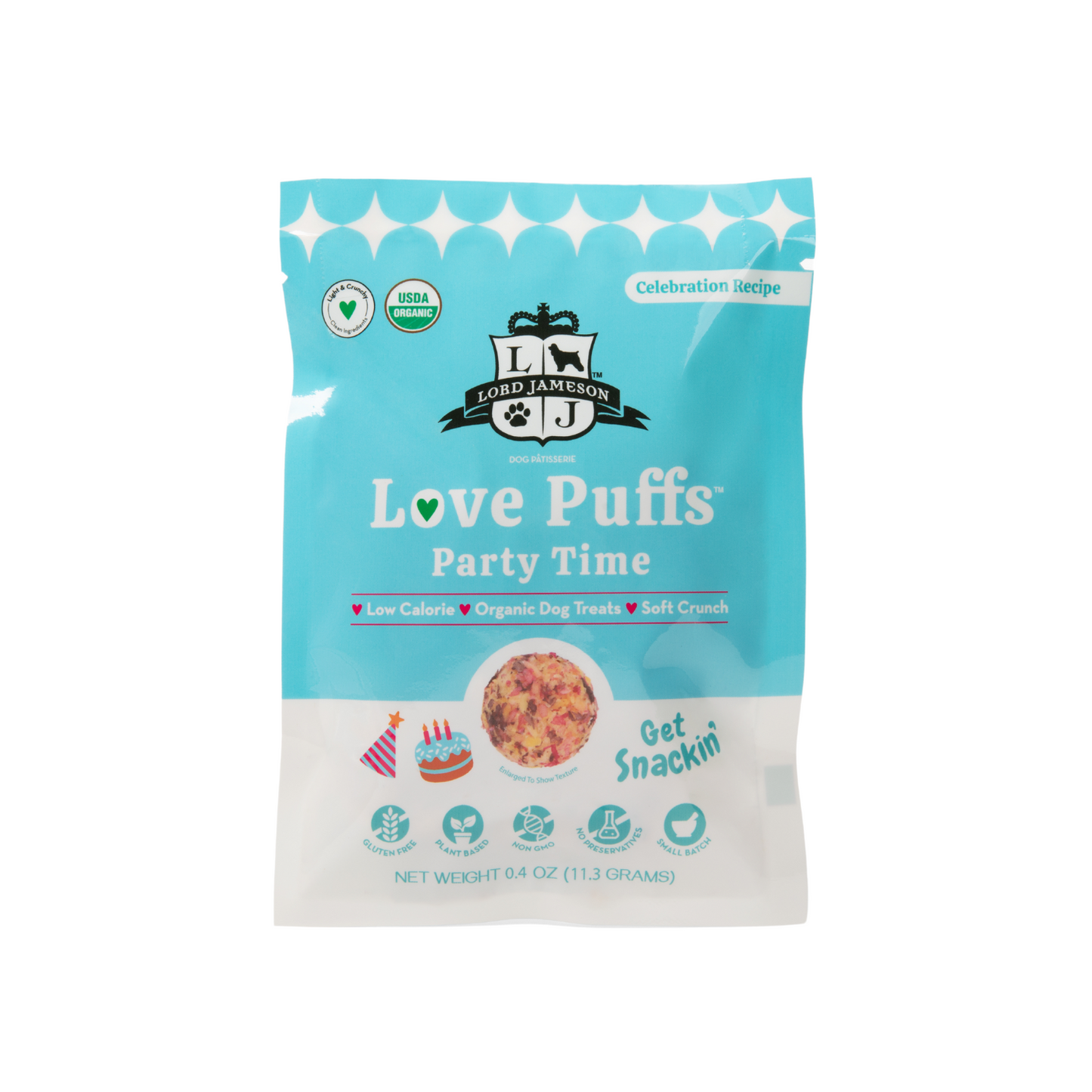 WHOLESALE Party Time Grab-N-Go Snack Pack 12 Ct + Display - Lord Jameson Organic Dog Treats