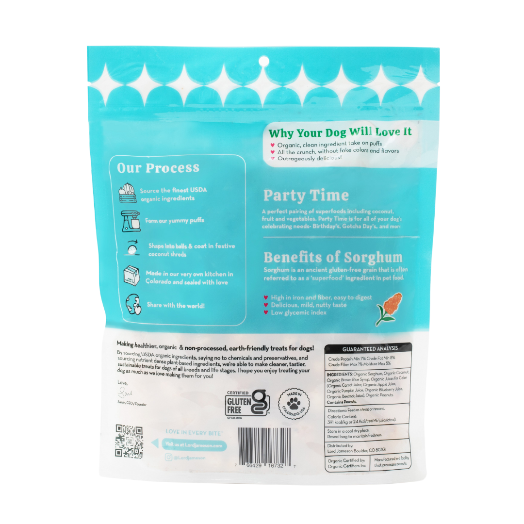 WHOLESALE Party Time Organic Dog Treats - Lord Jameson Organic Dog Treats