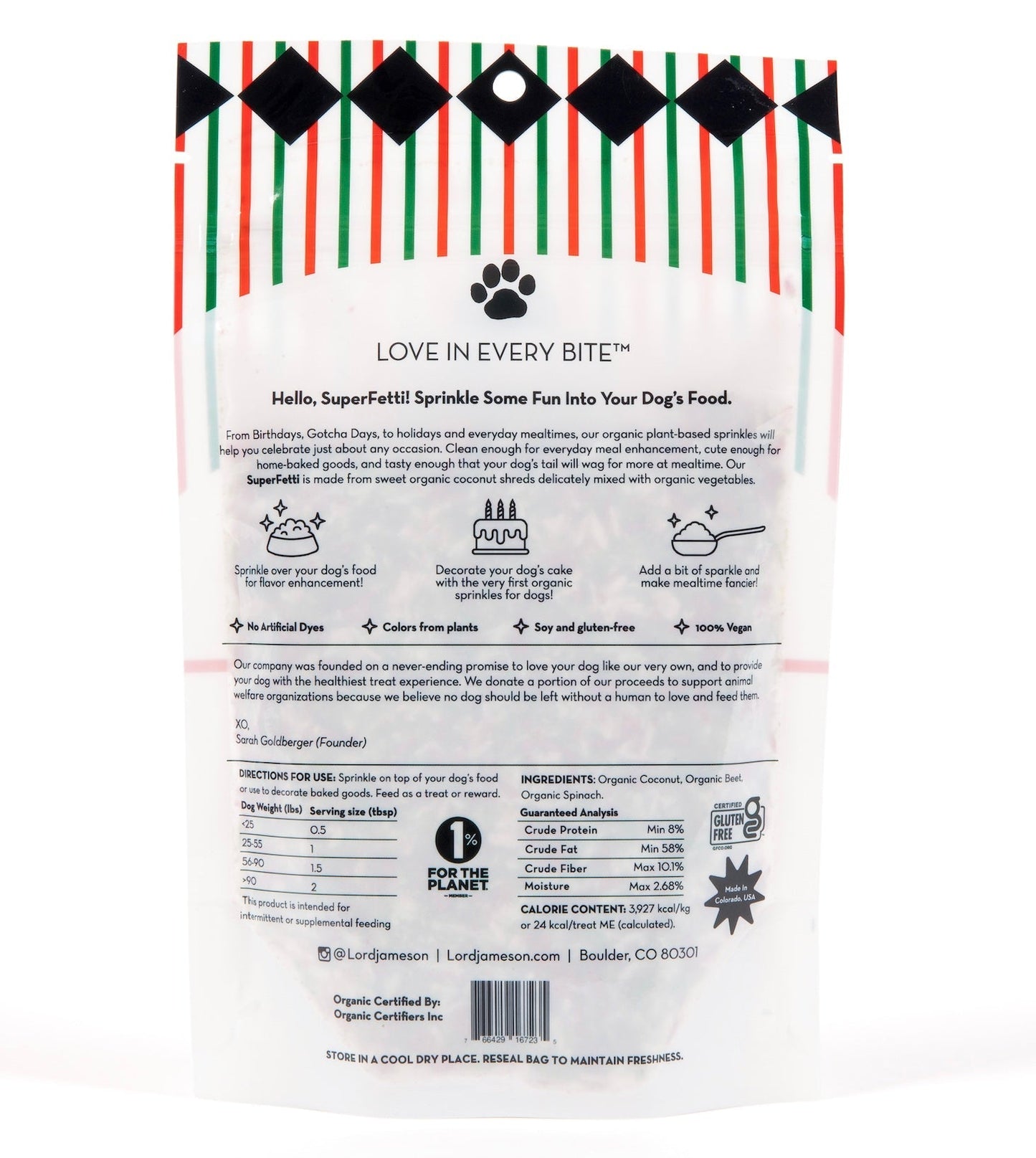 Holiday SuperFetti Organic Dog Sprinkles | 3 oz - Lord Jameson Organic Dog Treats